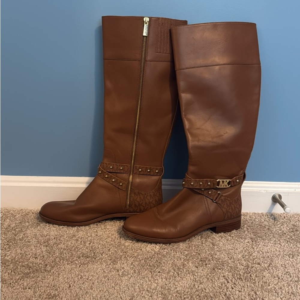 Brown Leather Knee-High Boots